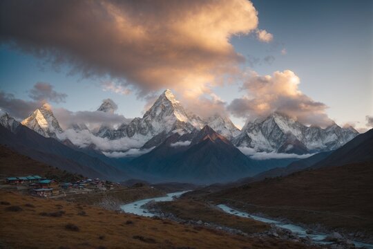 Mountain landscape at sunrise. © Viewvie
