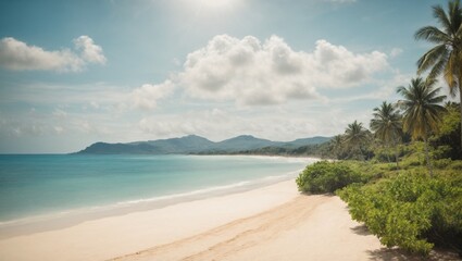 Beautiful tropical beach and sea with coconut palm tree