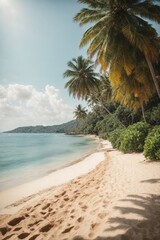 Fototapeta premium Beautiful tropical beach and sea with coconut palm tree