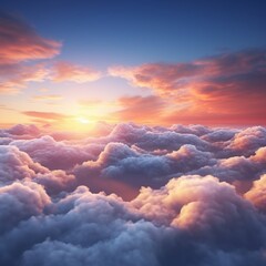 brilliant sun shining, sunset, sky, generative ai