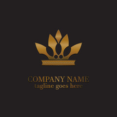 elegant crown flower shoots logo design