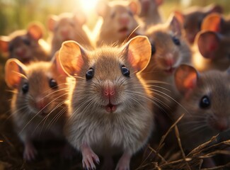 A group of vole mice - obrazy, fototapety, plakaty