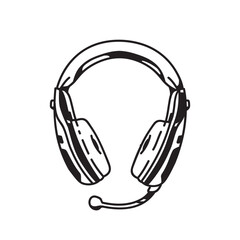 Headset Illustration with line art style