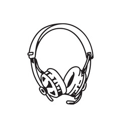 Headset Illustration with line art style