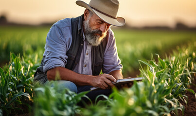 Naklejka na ściany i meble ESG Farming: Digital Age Meets Corn Field for Enhanced Crop Performance