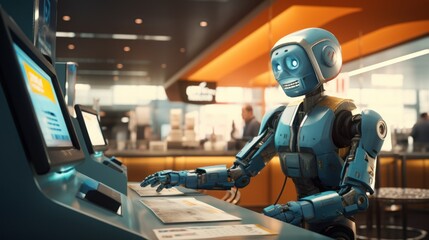 robot sells tickets at the airport