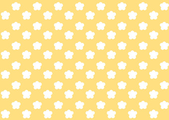ピンクのかわいいお花のパターン（背景黄色）