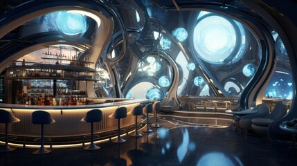 futuristic bar interior