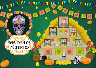 Vector illustration of Dia de los Muertos celebrated in Mexico, in remembrance of forefathers. dia de los muertos, day of the dead,  el dia de los muertos, day of the dead mexico, dia de los muertos s