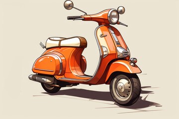 Fototapeta na wymiar Side view of vintage scooter, sketch