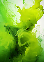abstract volumetric color splash in green colors, creative artistic colorful art background, vivid colors