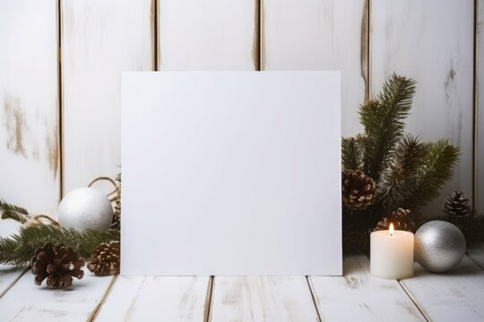 Blank canvas christmas wooden background. Generate Ai