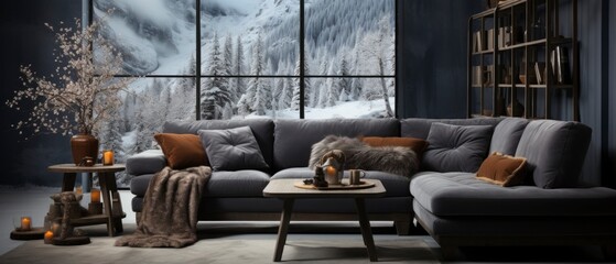 Nordic noir interior mock-up