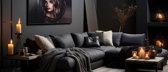 Nordic noir interior mock-up