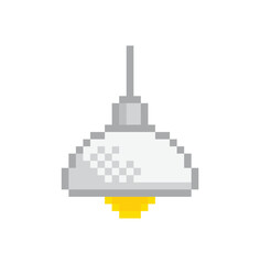 Obraz premium Lamp icon 8 bit, pixel art attention sign ceiling lamp icon for game logo.