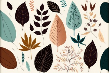 Floral pattern abstract outline leaf digital illustration. Hand drawn abstract colourful leaf. Trendy botanical element. Modern leaf shape for for interior design, postcard, brochure