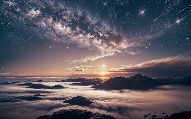 An Abstract Night Sky in Space with Stars and Clouds ai generated