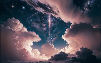 An Abstract Night Sky in Space with Stars and Clouds ai generated