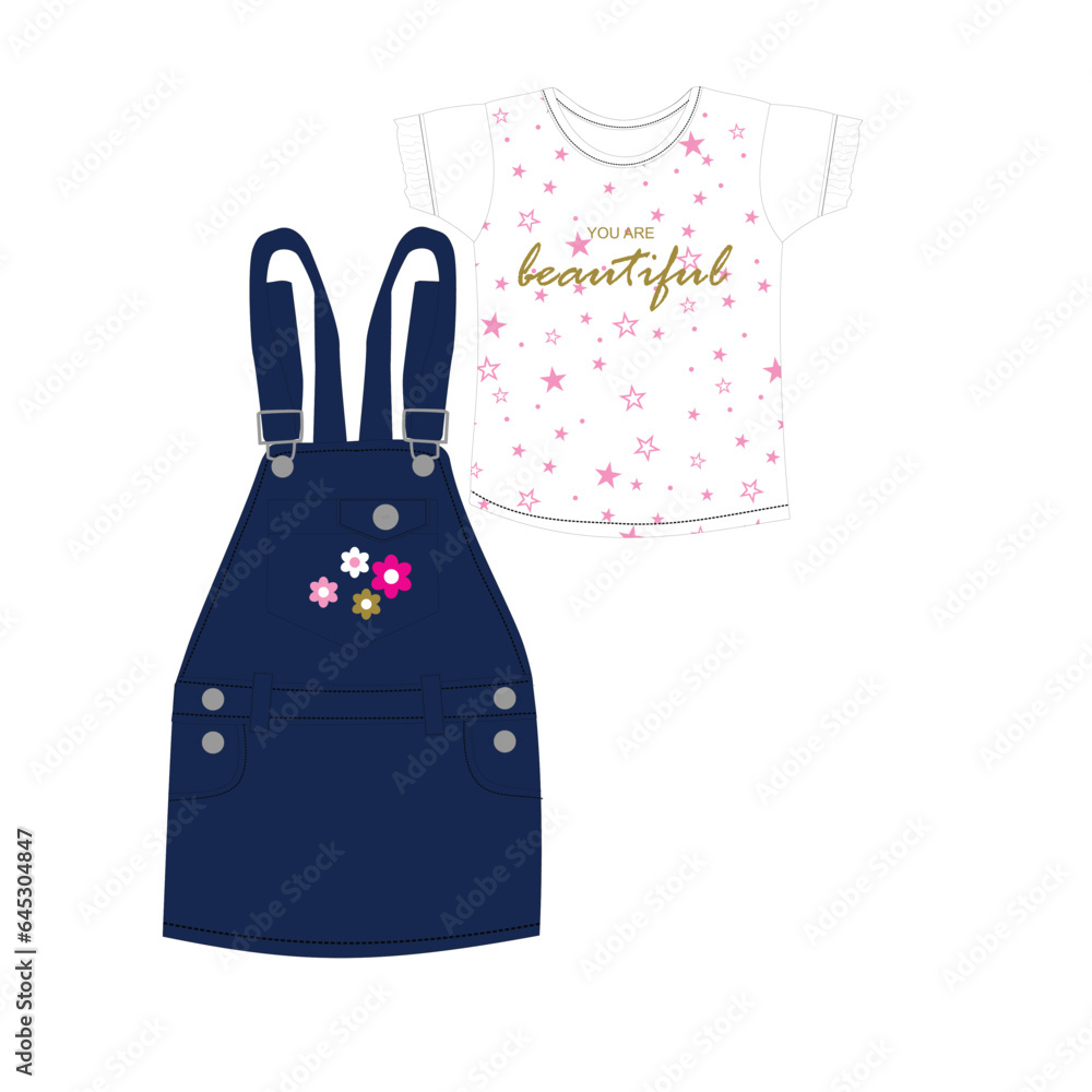 Canvas Prints  GIRLS DUNGAREE SET STAR ART