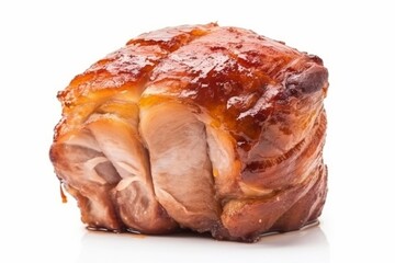 A juicy piece of meat on a pristine white background