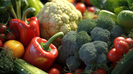 detailed closeup of vegetables dropped bright