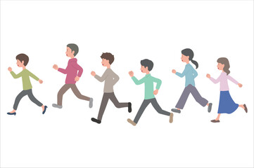 Obraz premium 走る人々のイラスト