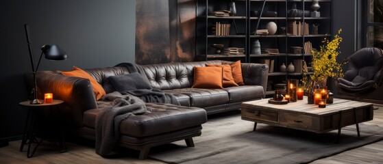 Obraz premium Nordic noir interior mock-up