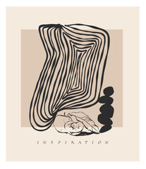 Hand drawn vector abstract graphic line art simple,contemporary collection print with boho aesthetics organic graphic shapes.Fashion feminine concept design for wall decor,print,wallpaper,background.