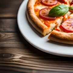 slice of pizza with tomato and cheese