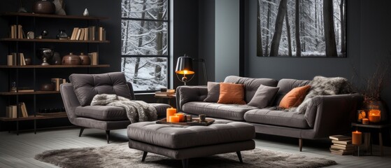 Nordic noir interior mock-up