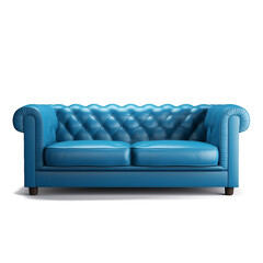 Blue sofa with modern and beautiful design on transparent background.