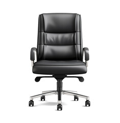 Elegant black office chair for top executives and business people on transparent background.