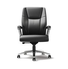 Elegant black office chair for top executives and business people on transparent background.