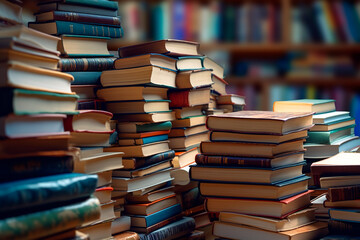 Stack of books at the bookshop	