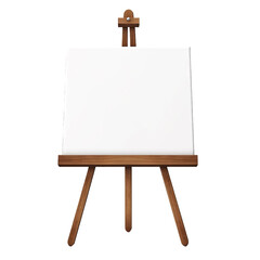 Isolated wooden easel with blank canvas on a cutout PNG transparent background