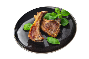 lamb cutlet on the bone fresh meat portion food ready to eat healthy appetizer meal food snack on the table