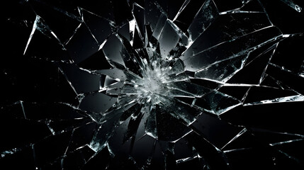 Shattered Glass Texture on Black Background
