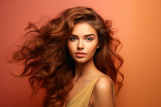 Young woman healthy hair. Generate Ai