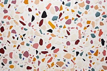 A modern terrazzo texture with colorful chips, ideal for countertops and flooring. background 