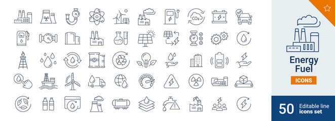 Energy icons Pixel perfect. Industry, power, factory, ....