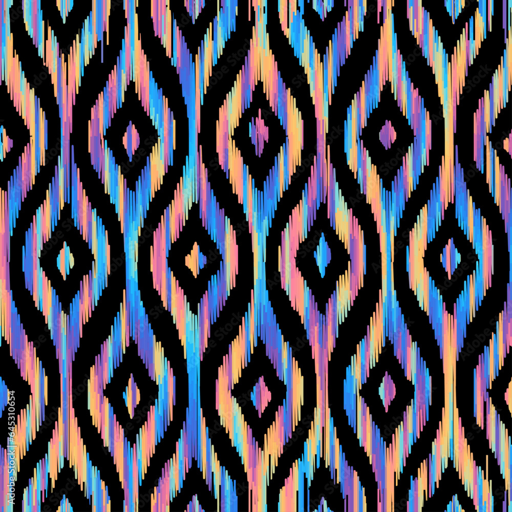 Poster geometric abstract grunge vintage pattern. ikat style. seamless vector image.
