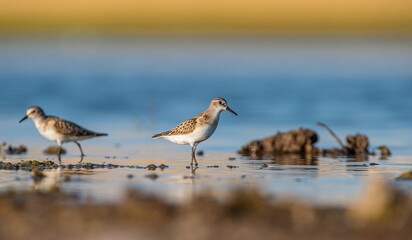 Little Stint (Calidris minuta) is a wetland bird that lives in the northern parts of the European and Asian continents. It feeds in swampy areas.