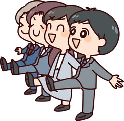 楽しそうなスーツの男女4人