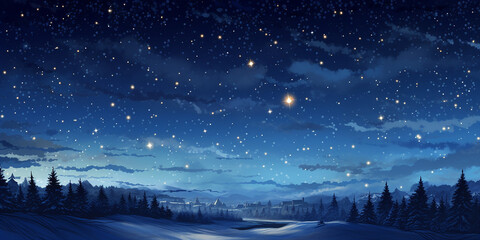 Fototapeta premium A serene night sky filled with stars and a spot for your Christmas text.