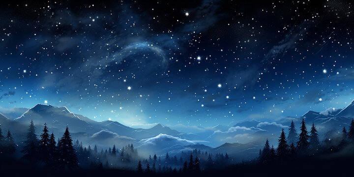 A serene night sky filled with stars and a spot for your Christmas text.