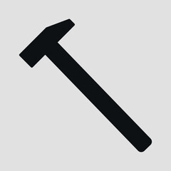Silhouette of a hammer. Vector on gray background.