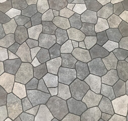 Seamless flagstone outdoor paving textures, cobblestone cut flat in random pieces, grey, light...