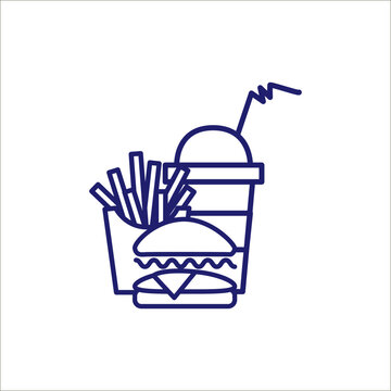 Linear illustration of fastfood. Vector line style icon.