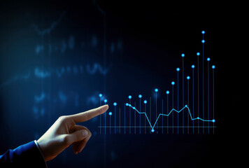 A digital graph in the hands of a businessman, depicting financial growth and strategy. Navigate the path to business success concept,banner