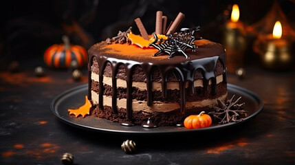 Fototapeta na wymiar Cake homemade for Halloween. Festive food concept. Background